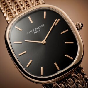 Patek Philippe 5738/1R Golden Ellipse Rose Gold Black Dial Bracelet